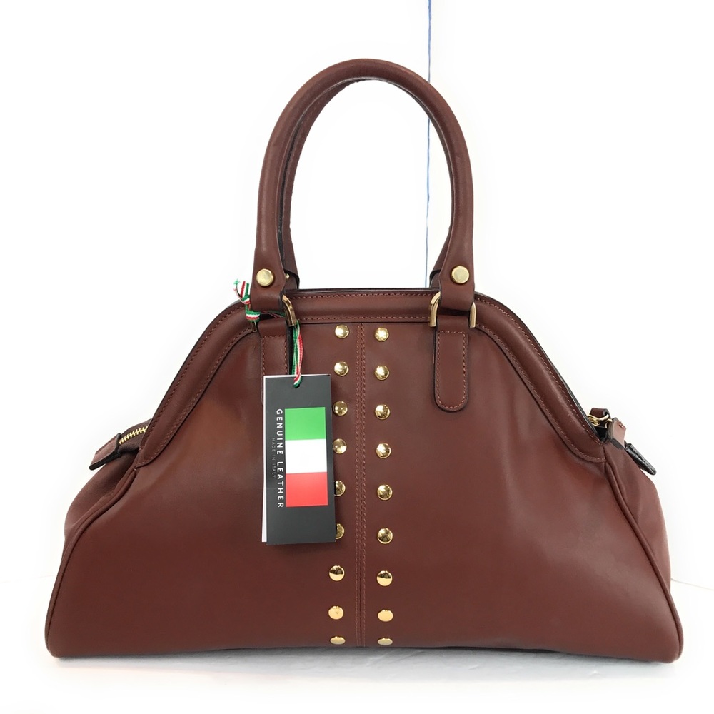 AMARIA LIRA Studded made in Italy leather satchel